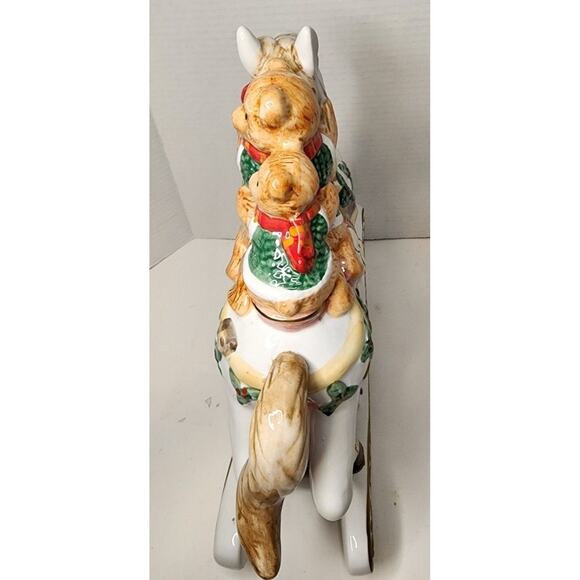 Musial Rocking Horse BEALS PALAIS ROYAL STAGE CHRISTMAS BEARS LARGE PORCELAIN - Picture 10 of 16
